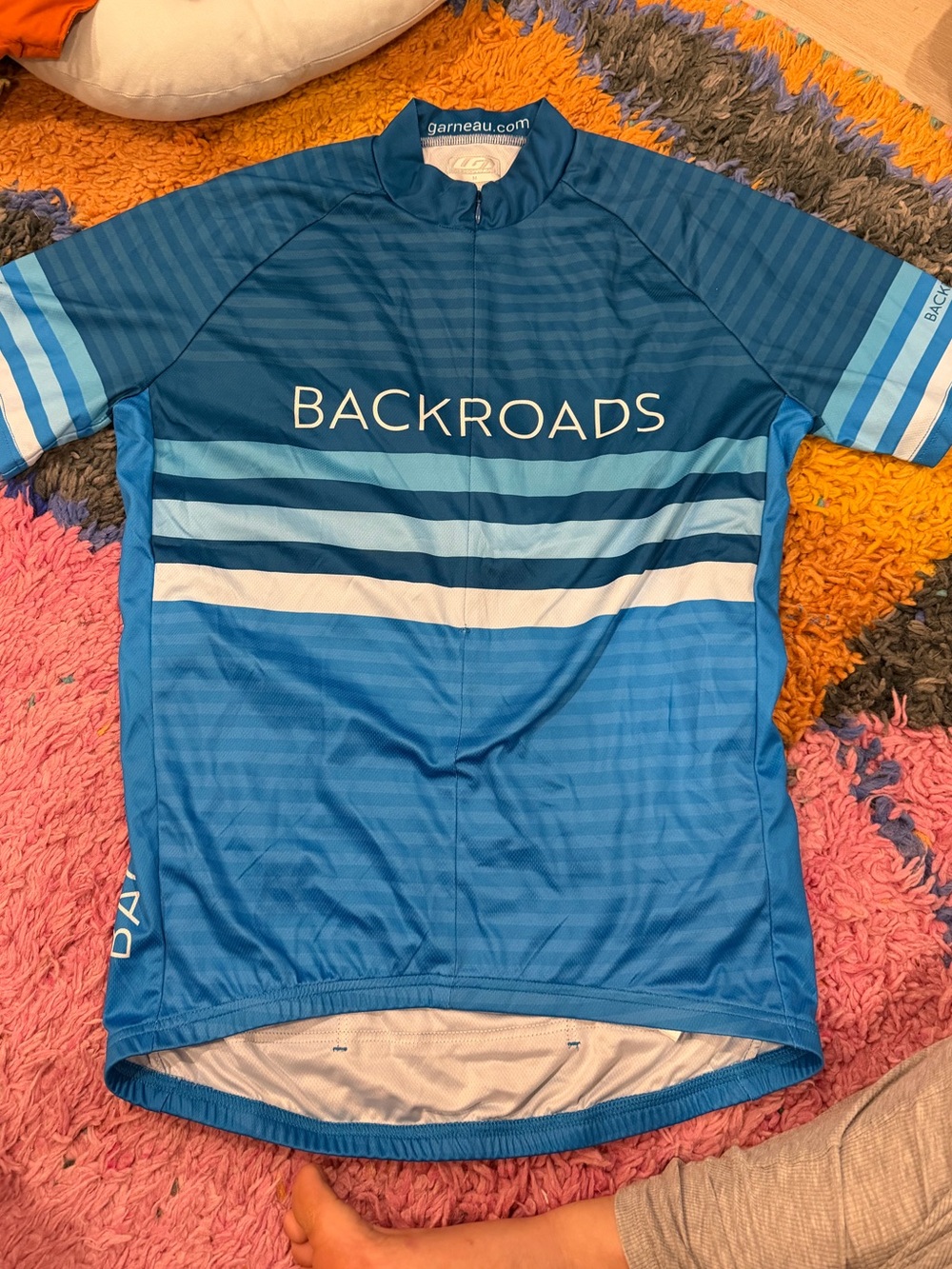 Adults Blue Striped Cycling Jersey